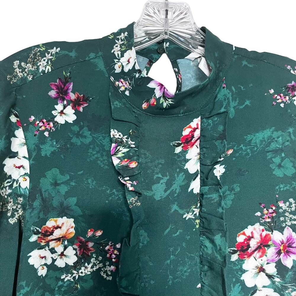 H&M Green Floral Ruffle Midi Dress Ltd Edition Cottagecore Boho Blogger Fav Sz 4 - Picture 7 of 11